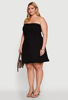 Womens Plus Daisy Strapless Denim Skater Dress,