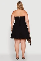Womens Plus Daisy Strapless Denim Skater Dress,
