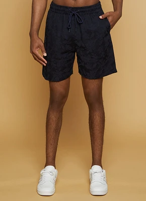Womens Mens Floral Woven Drawstring Shorts, Blue, Size S