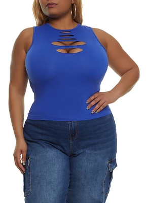 Womens Plus Seamless Laser Cut Tank Top,