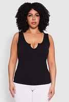 Womens Plus Seamless Notch Neck Tank Top,