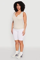 Womens Plus Size Seamless Notch Neck Tank Top, Beige, Size 2X-3X