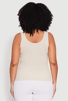 Womens Plus Size Seamless Notch Neck Tank Top, Beige, Size 2X-3X