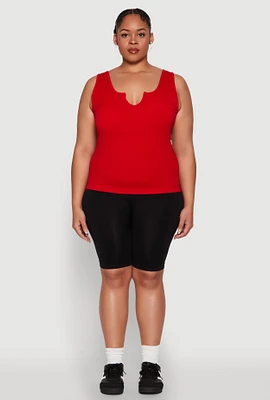 Womens Plus Seamless Notch Neck Tank Top, 1X-2X