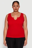 Womens Plus Seamless Notch Neck Tank Top, 1X-2X