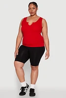 Womens Plus Seamless Notch Neck Tank Top, 1X-2X