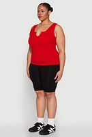 Womens Plus Seamless Notch Neck Tank Top, 1X-2X
