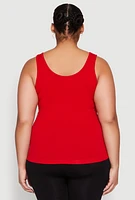 Womens Plus Seamless Notch Neck Tank Top, 1X-2X