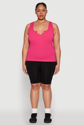 Womens Plus Seamless Notch Neck Tank Top, 1X-2X
