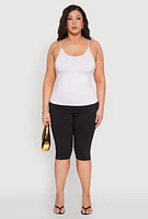Womens Plus Size Seamless Metallic Chain Strap Cami, White, Size 1X-2X