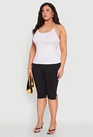 Womens Plus Size Seamless Metallic Chain Strap Cami, White, Size 1X-2X