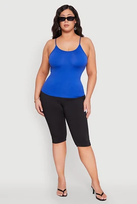 Womens Plus Seamless Metallic Chain Strap Cami,