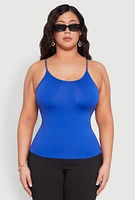 Womens Plus Seamless Metallic Chain Strap Cami,