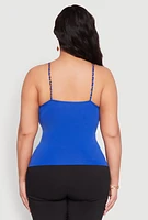 Womens Plus Seamless Metallic Chain Strap Cami,
