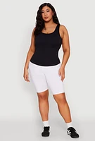 Womens Plus Seamless Scoop Neck Shelf Bra Tank Top,