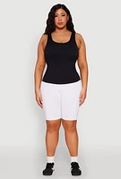 Womens Plus Size Seamless Scoop Neck Shelf Bra Tank Top, Black, Size 2X-3X