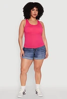 Womens Plus Seamless Scoop Neck Shelf Bra Tank Top, 2X-3X