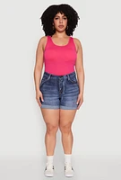 Womens Plus Seamless Scoop Neck Shelf Bra Tank Top, 2X-3X