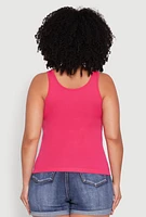 Womens Plus Seamless Scoop Neck Shelf Bra Tank Top, 2X-3X