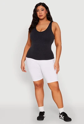 Womens Plus Seamless Mineral Wash Shelf Bra Tank Top, 2X-3X