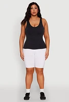 Womens Plus Seamless Mineral Wash Shelf Bra Tank Top, 2X-3X