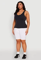 Womens Plus Seamless Mineral Wash Shelf Bra Tank Top, 2X-3X