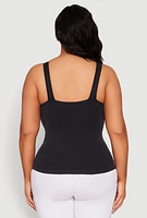 Womens Plus Seamless Mineral Wash Shelf Bra Tank Top, 2X-3X