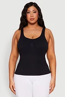 Womens Plus Size Ribbed Knit Seamless Tank Top, Black, Size 2X-3X