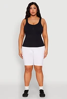 Womens Plus Size Ribbed Knit Seamless Tank Top, Black, Size 2X-3X