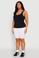 Womens Plus Size Ribbed Knit Seamless Tank Top, Black, Size 2X-3X