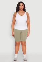 Womens Plus Size Ribbed Knit Seamless Tank Top, White, Size 2X-3X
