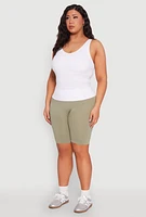 Womens Plus Size Ribbed Knit Seamless Tank Top, White, Size 2X-3X