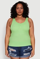 Womens Plus Ribbed Knit Seamless Tank Top,