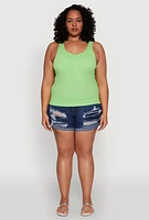 Womens Plus Ribbed Knit Seamless Tank Top,