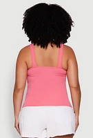 Womens Plus Size Ribbed Knit Seamless Tank Top, Pink, Size 2X-3X