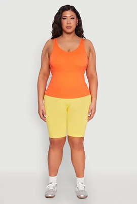 Womens Plus Ribbed Knit Seamless Tank Top,