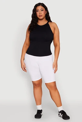 Womens Plus Seamless High Neck Tank Top, 1X-2X