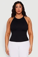 Womens Plus Seamless High Neck Tank Top, 1X-2X