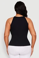 Womens Plus Seamless High Neck Tank Top, 1X-2X