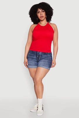 Womens Plus Seamless High Neck Tank Top, 1X-2X
