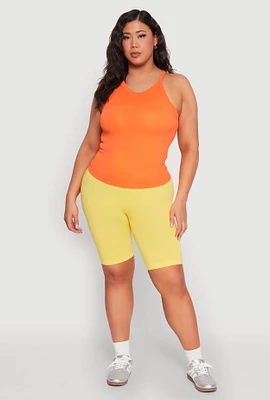 Womens Plus Seamless High Neck Tank Top,