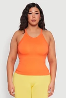 Womens Plus Seamless High Neck Tank Top,