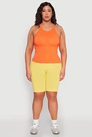 Womens Plus Seamless High Neck Tank Top,