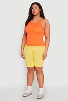 Womens Plus Seamless High Neck Tank Top,