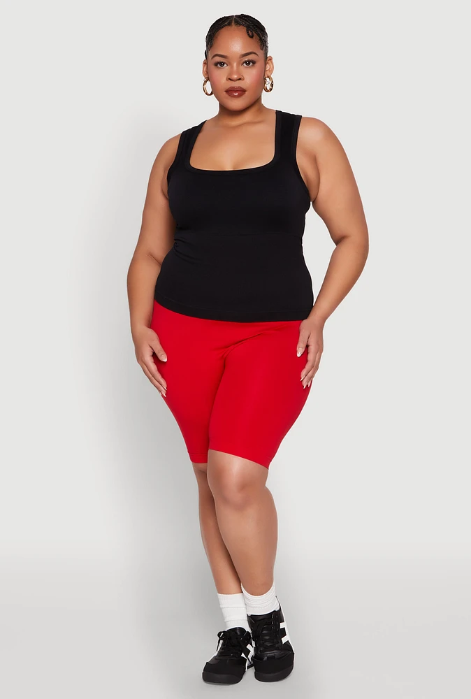 Womens Plus Seamless Square Neck Tank Top,