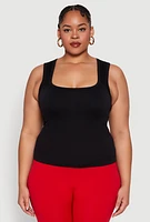 Womens Plus Seamless Square Neck Tank Top,