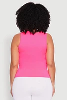 Womens Plus Seamless Square Neck Tank Top, Pink,
