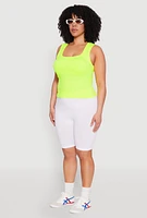 Womens Plus Seamless Square Neck Tank Top, Green,