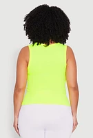 Womens Plus Seamless Square Neck Tank Top, Green,