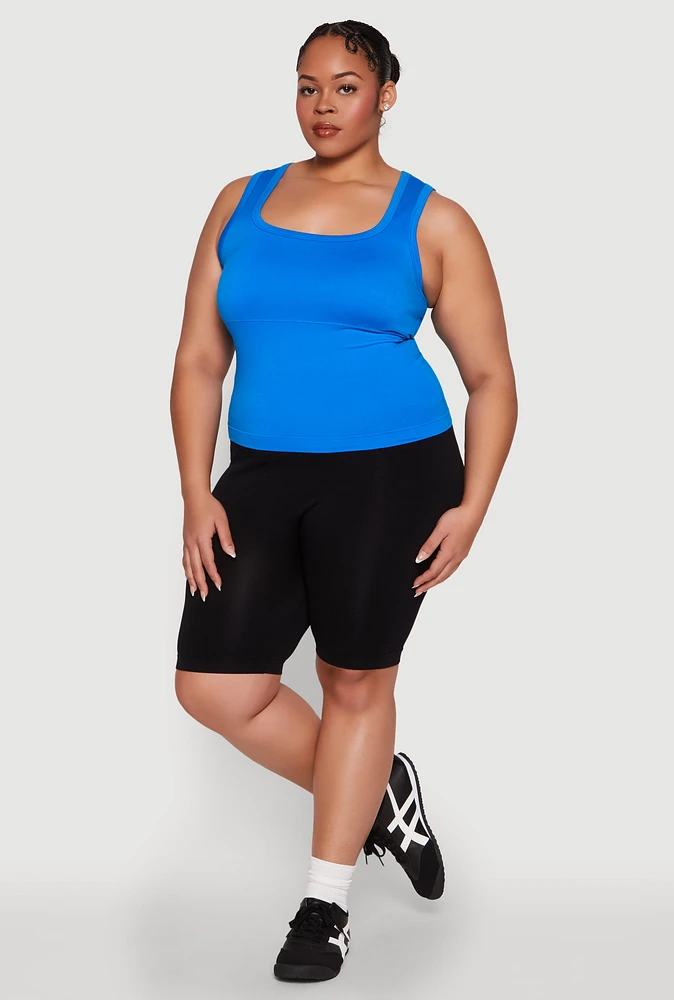 Womens Plus Seamless Square Neck Tank Top, 2X-3X